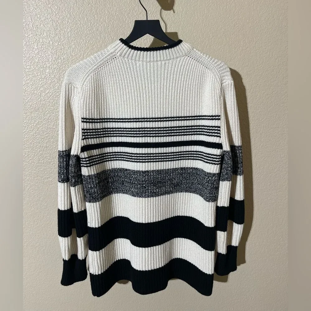 Proenza Schouler Black and White Striped Crewneck Sweater - Picture 2 of 6